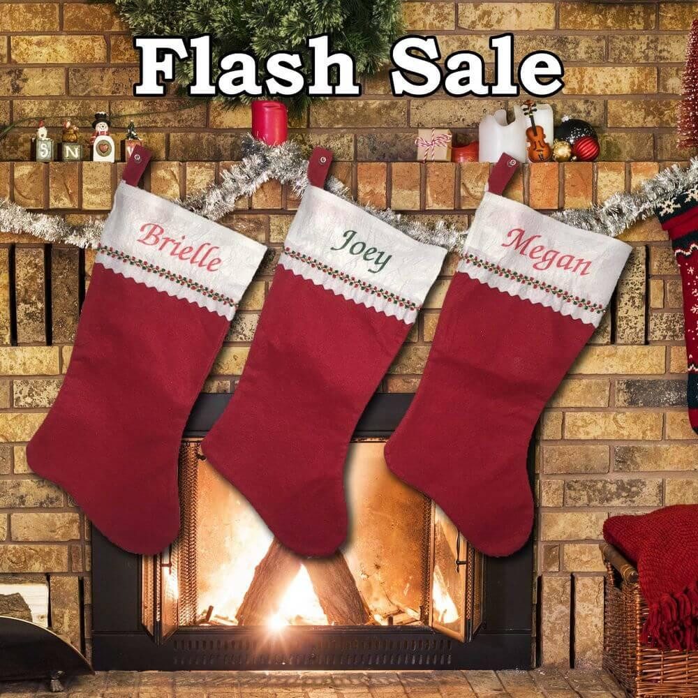 Customized White Top Red Felt Stocking